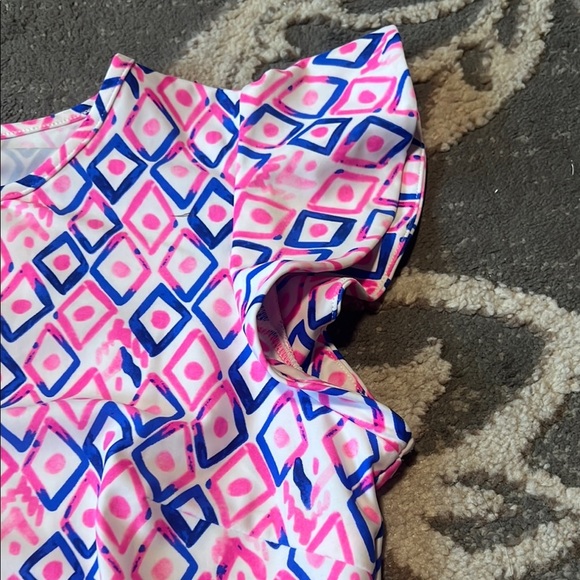 Aryeh Pink and Blue Casual Sundress with Flutter Cap Sleeves soft and stretchy - Picture 2 of 5